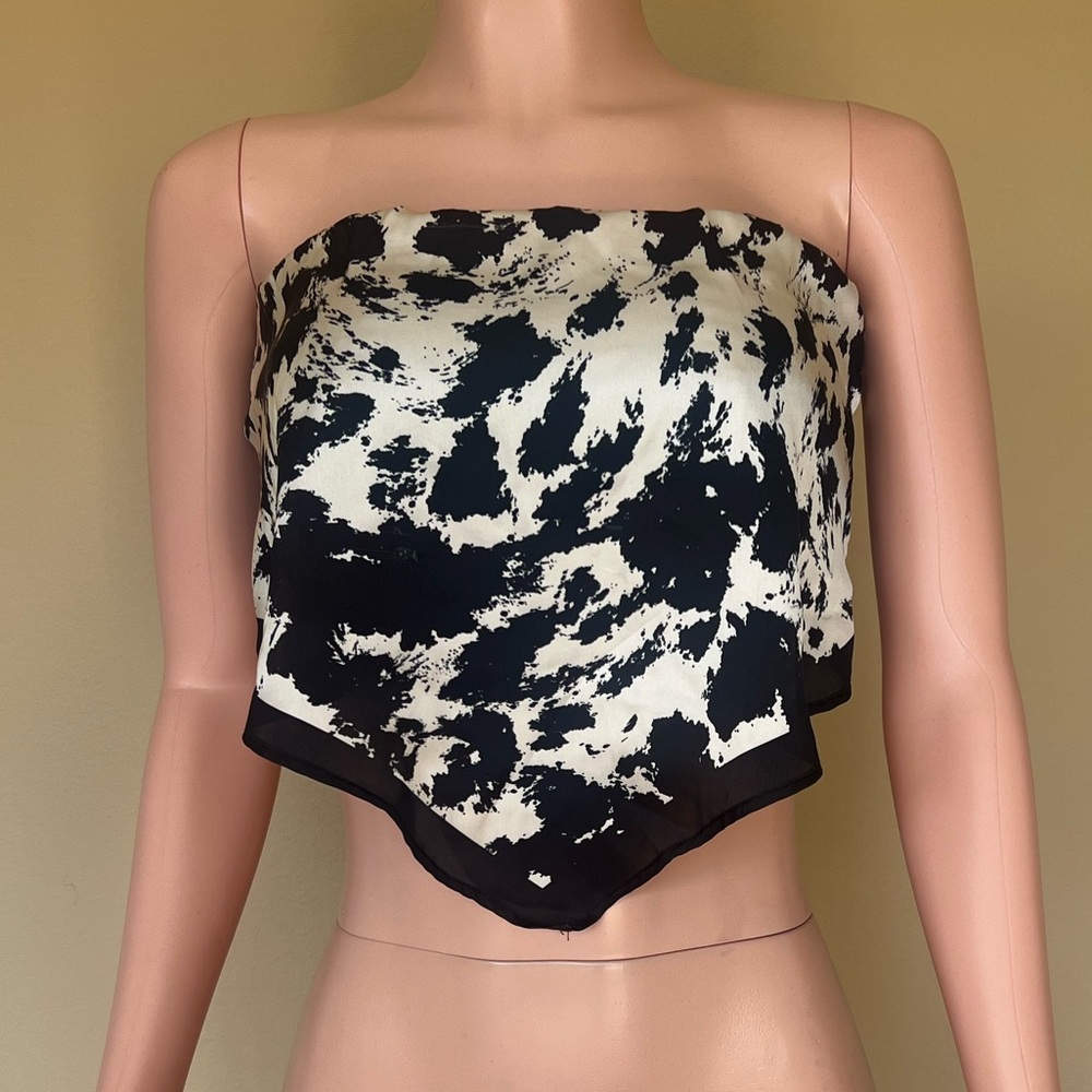 Chic Black and White Women's Bandeau Top. Size S.
